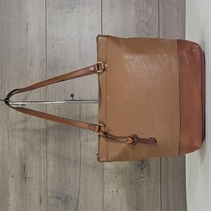 Fossil Brown Leather Hobo Tote Shoulder Bag Handbag Purse